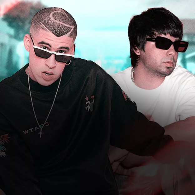 Na imagem, foto dos artistas Bad Bunny e Chencho Corleone.