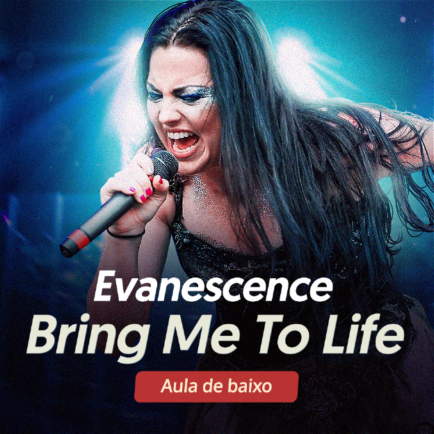 A cantora, Amy Lee. Evanescence, Bring Me To Life: Aula de baixo.