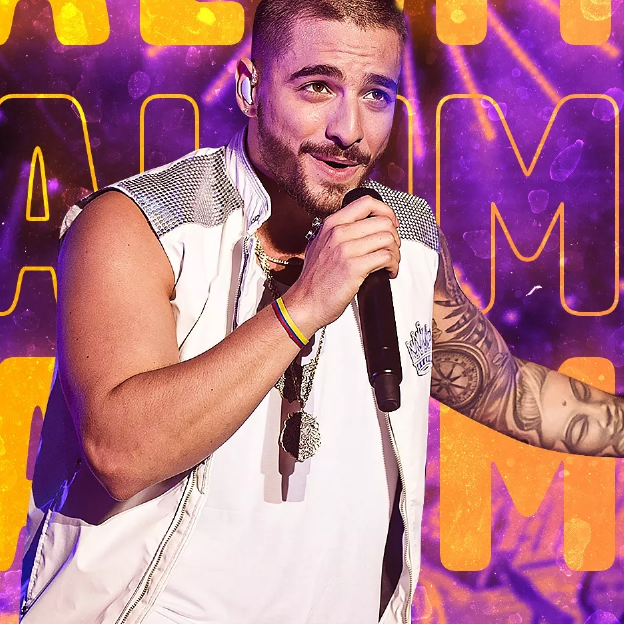 Na imagem o cantor Maluma se apresenta ao vivo.