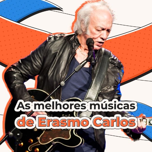 Na imagem, o cantor Erasmo Carlos toca guitarra.