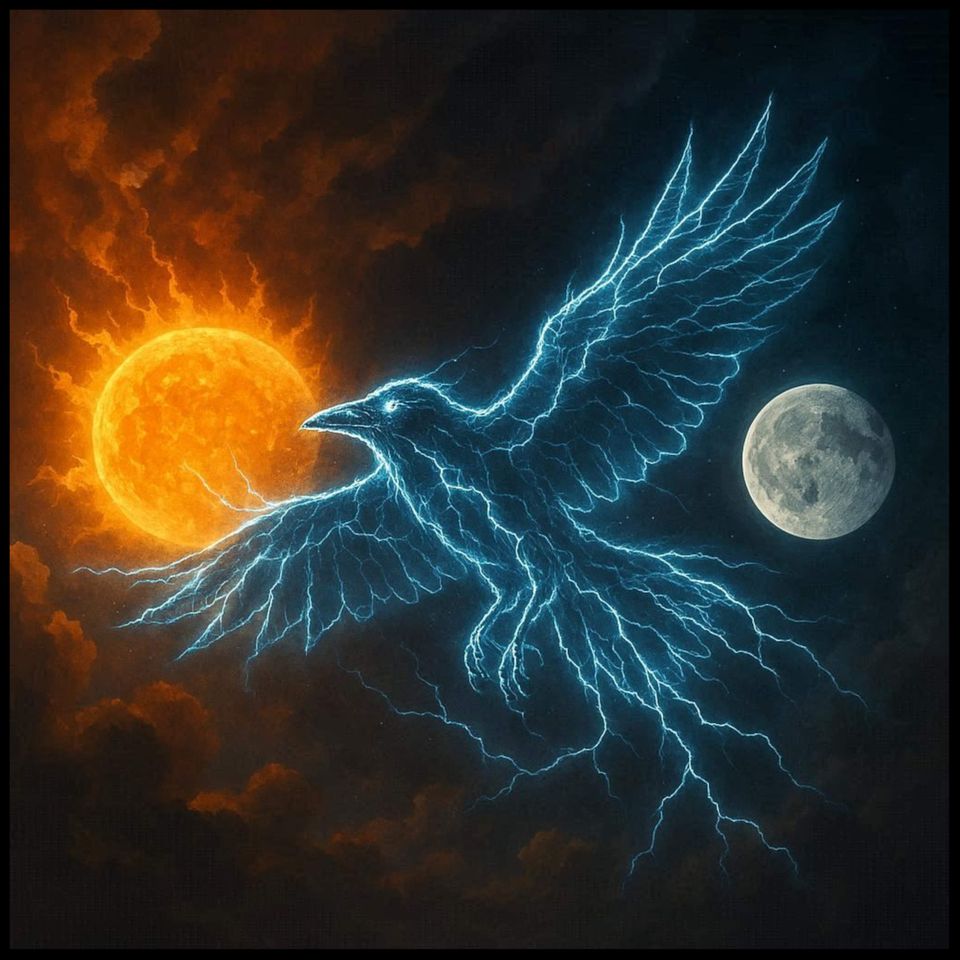 A Crow Between the Sun and the Moon